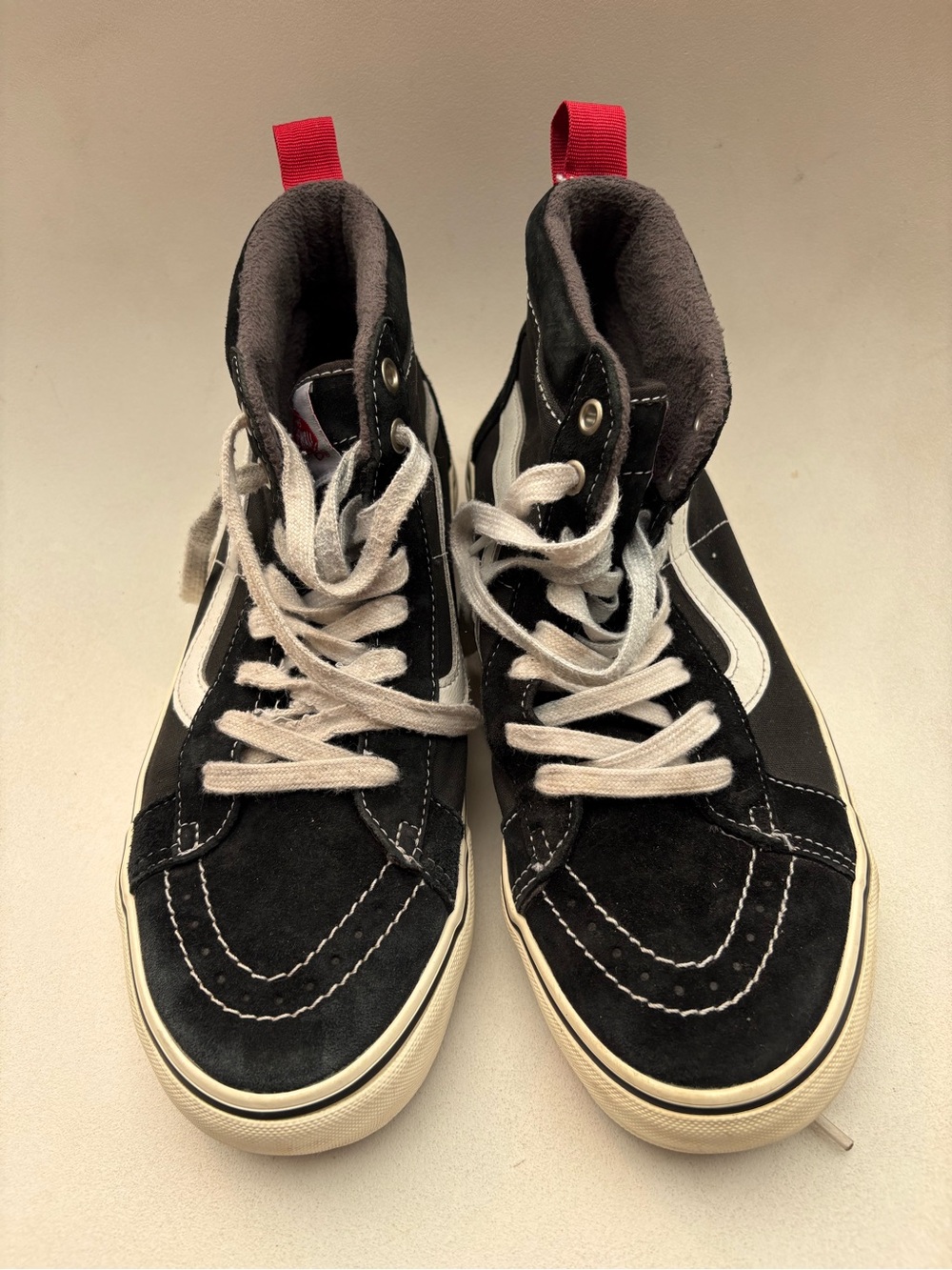 Vans High Top Sneakers with Red Heel Tab sz 8 Men or Woman sz 9.5